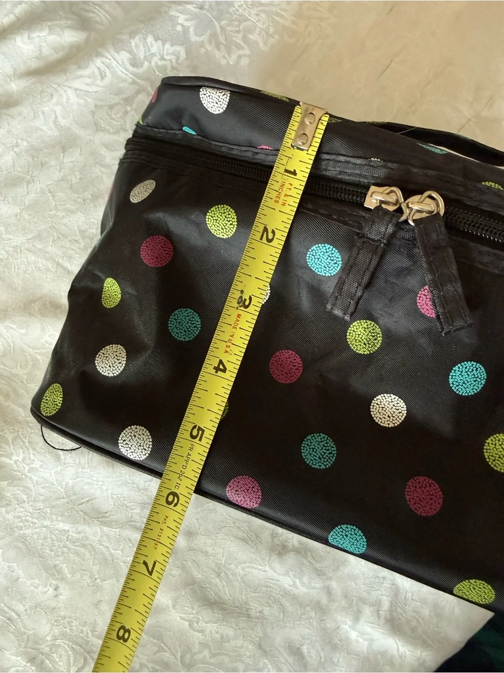 Caboodles Black Polka Dot Travel Cosmetic Case with Multicolor Dots